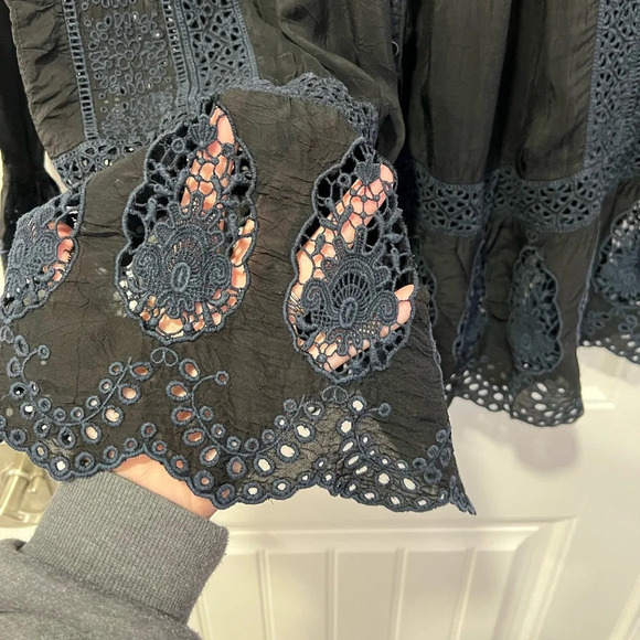 Johnny Was | Embroidered Black and Navy Blouse | Size: XS - Picture 7 of 12